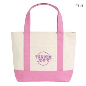 Trader Joe’s Pink & Cream Canvas Mini Tote Bag